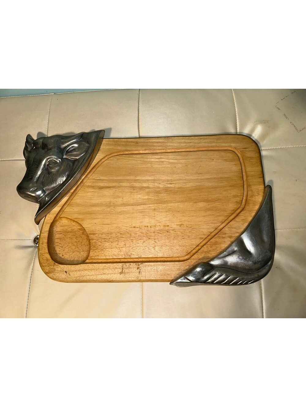 Vtg The Cellar Shaped Metal Head Charcuterie Serving Tray